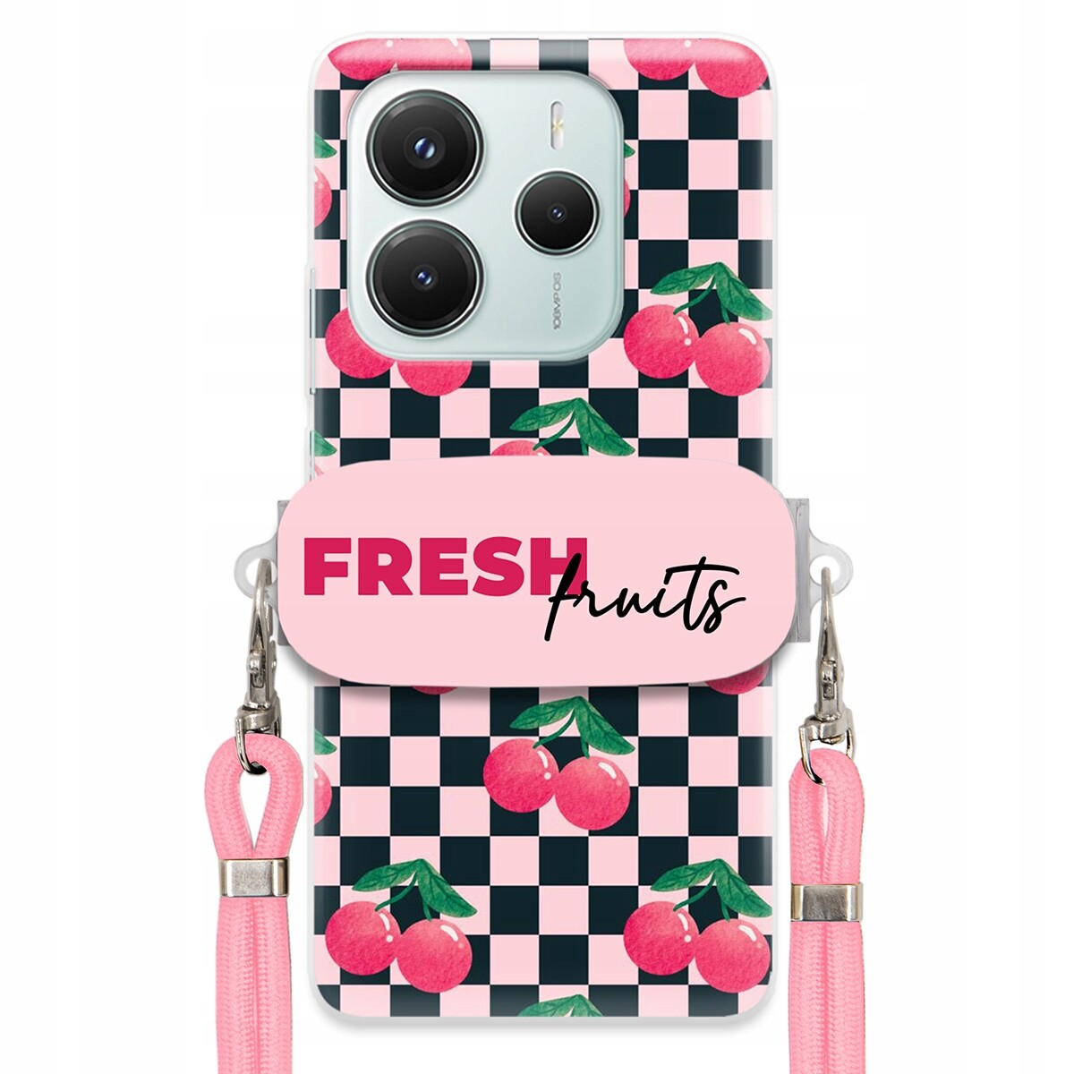 Pouzdro pro Xiaomi Redmi Note 14 5G Růžové vodítko Držák Praktické Fresh Fruits