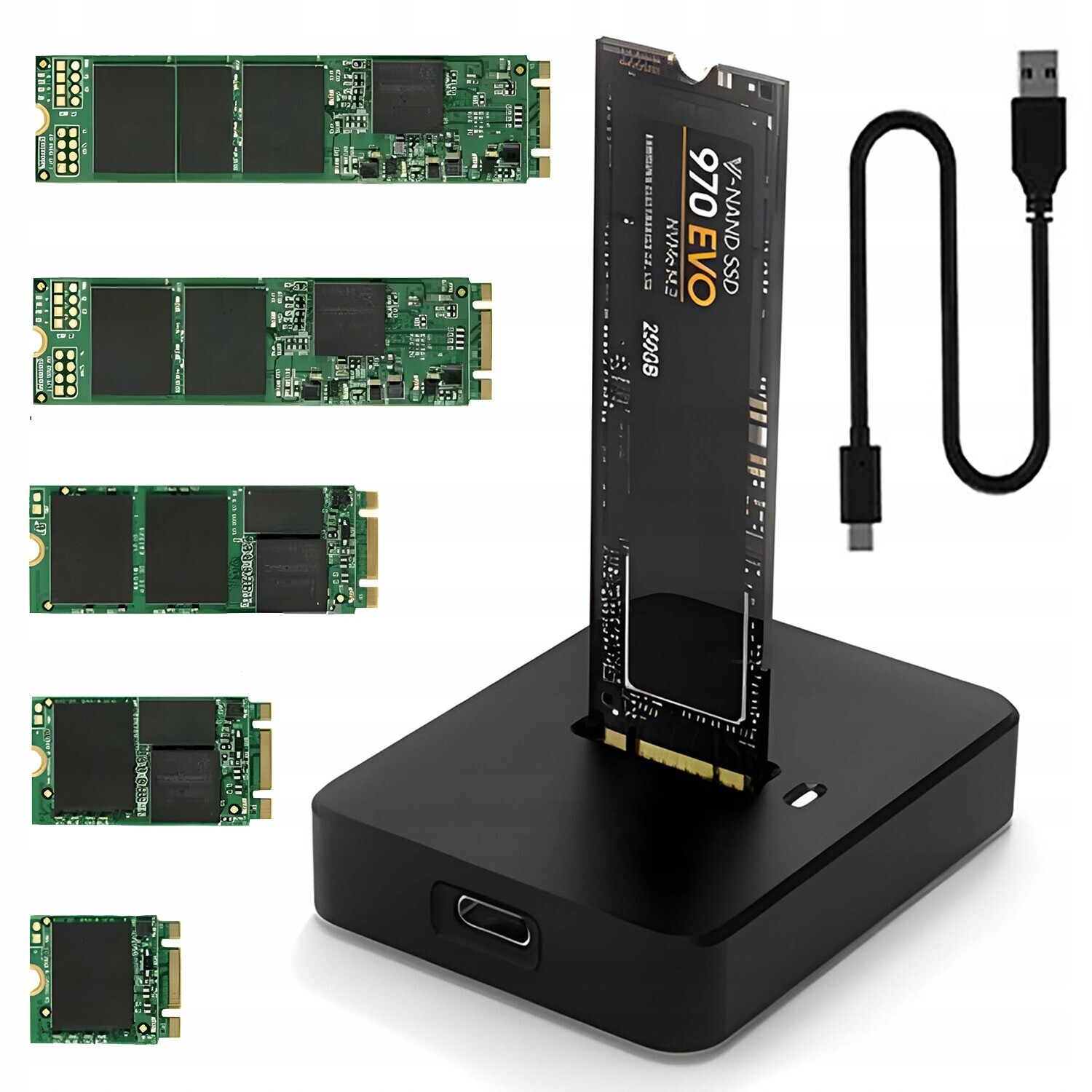 Dokovací stanice pro disky M.2 Nvme adaptér Ssd M2 disk Sata Usb 3.1 Plug&Play