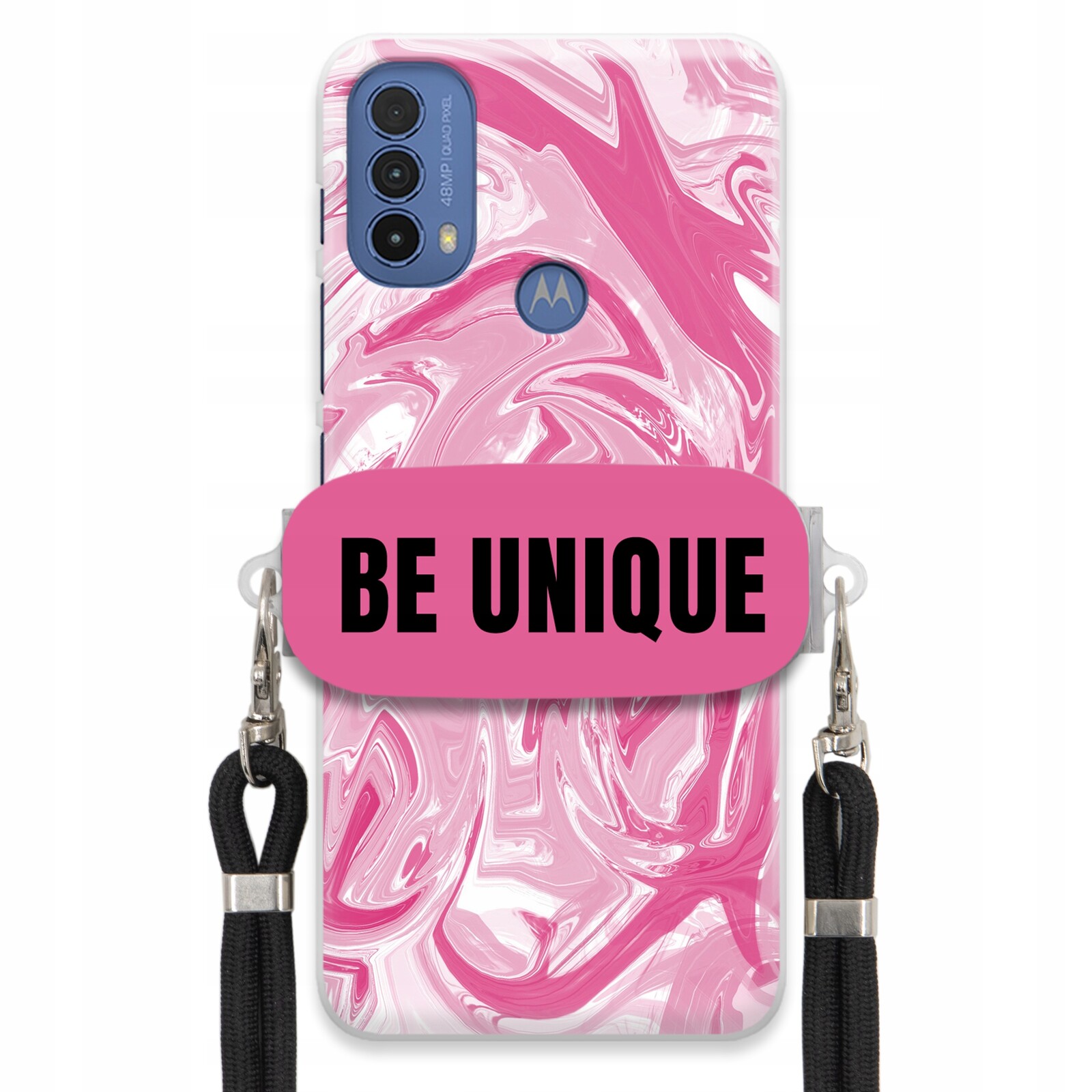 Pouzdro pro Motorola E30 Case úchytka pro šňůrku Černá Růžová Mramorová Be Unique
