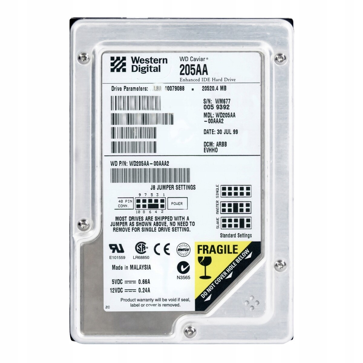 Wd Caviar 205AA 20.5GB 5.4K 2MB Ata 3.5'' WD205AAA