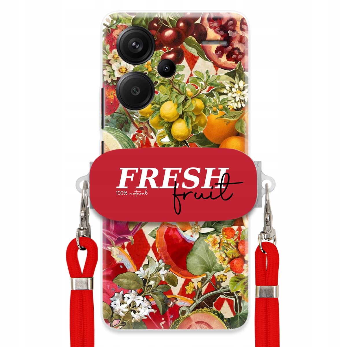 Pouzdro pro Xiaomi Redmi Note 13 Pro Plus 5G Červené vodítko Držák Fresh Fruit