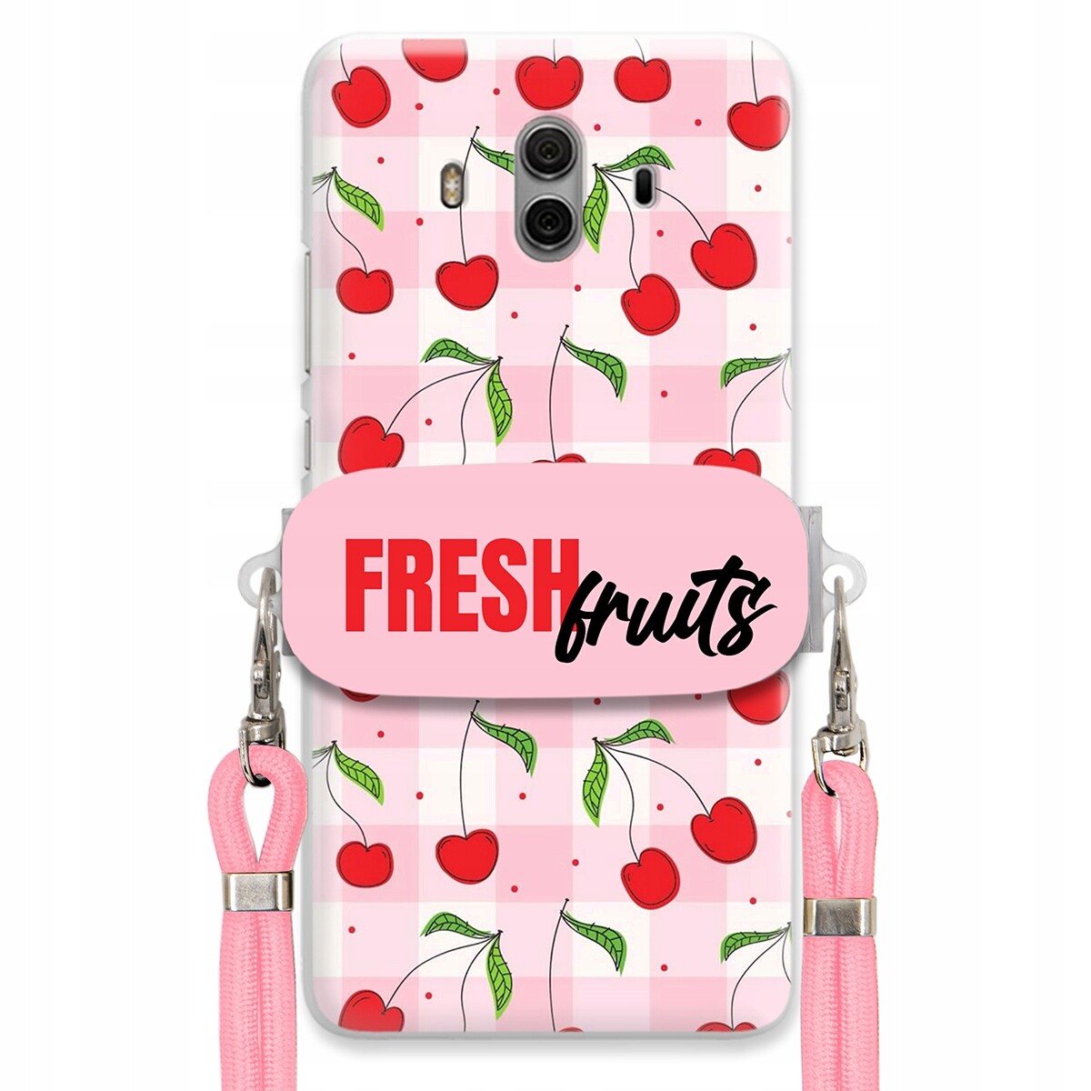 Pouzdro pro Huawei Mate 10 Case Držák Šňůrka Růžová Fresh Fruits Mřížka