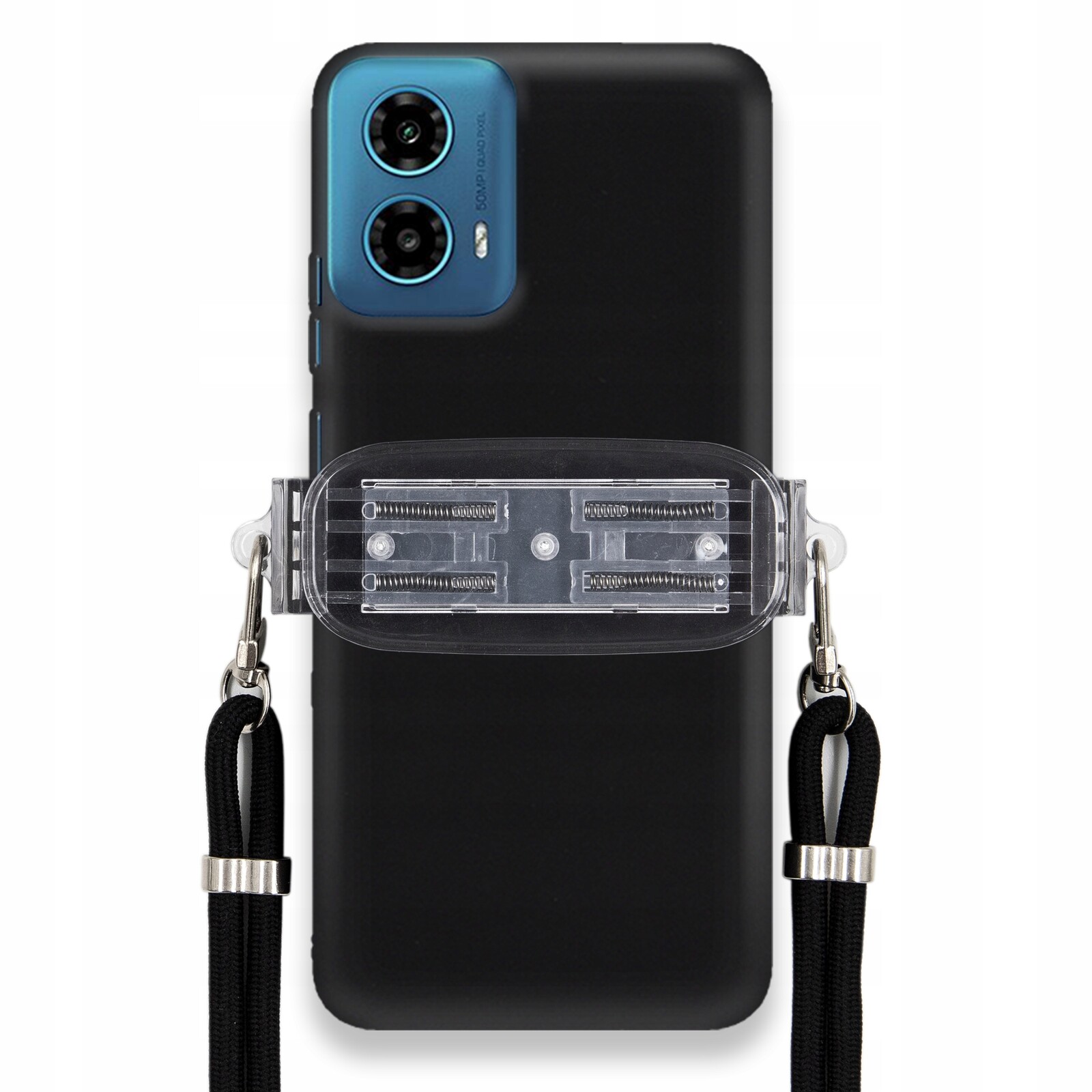 Pouzdro Pro Motorola G34 5G Matné Černé Pouzdro Univerzální Držák Černá Šňůrka