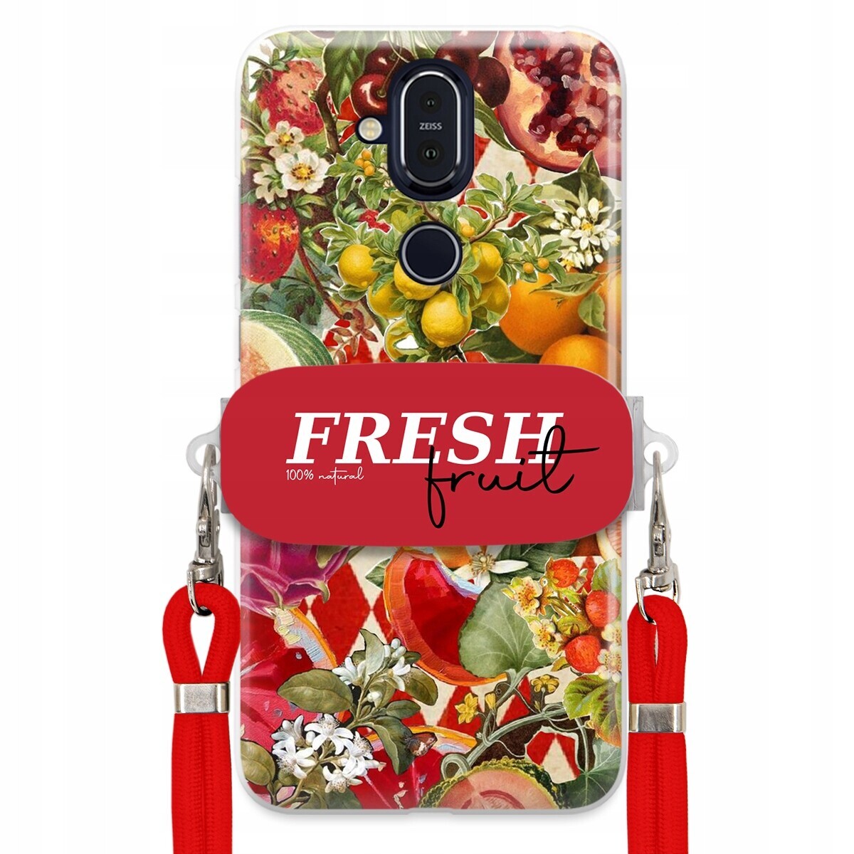 Pouzdro pro Nokia X7 Červené Crossbody vodítko Držák Fresh Fruit Ovocný