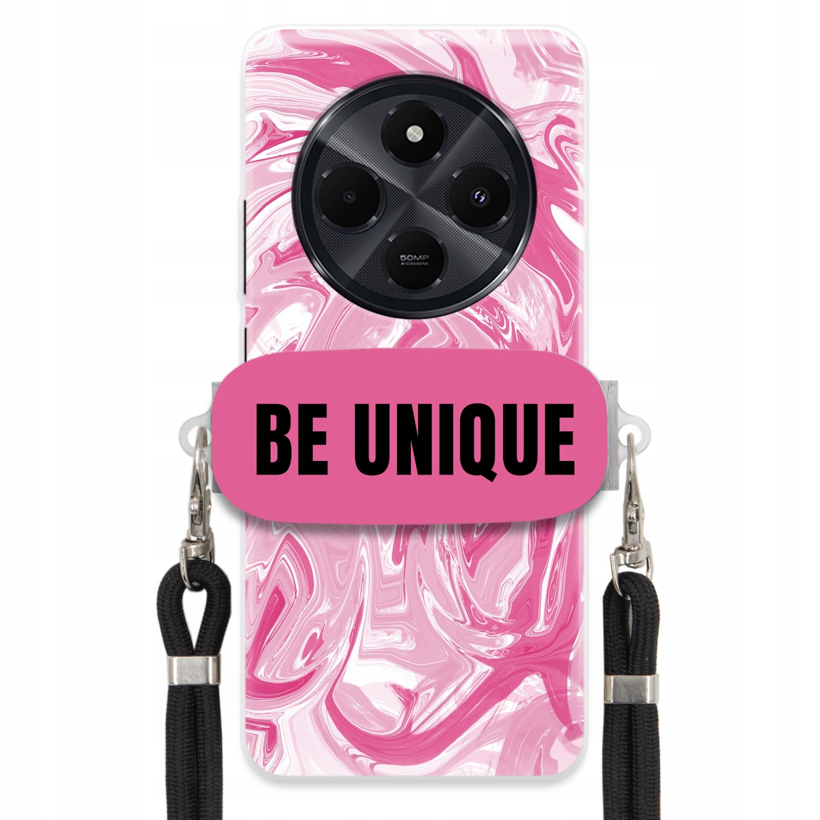 Pouzdro pro Xiaomi Redmi 14C 4G Case úchytka Šňůrka Černá Růžová Mramorová Unique