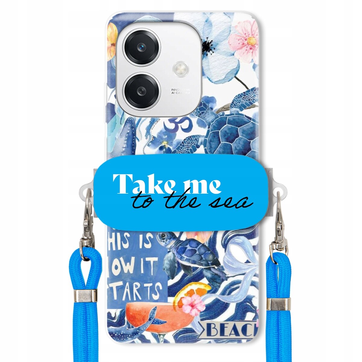 Pouzdro pro Oppo A40M Modré Crossbody vodítko Držák Take Me To The Sea Top