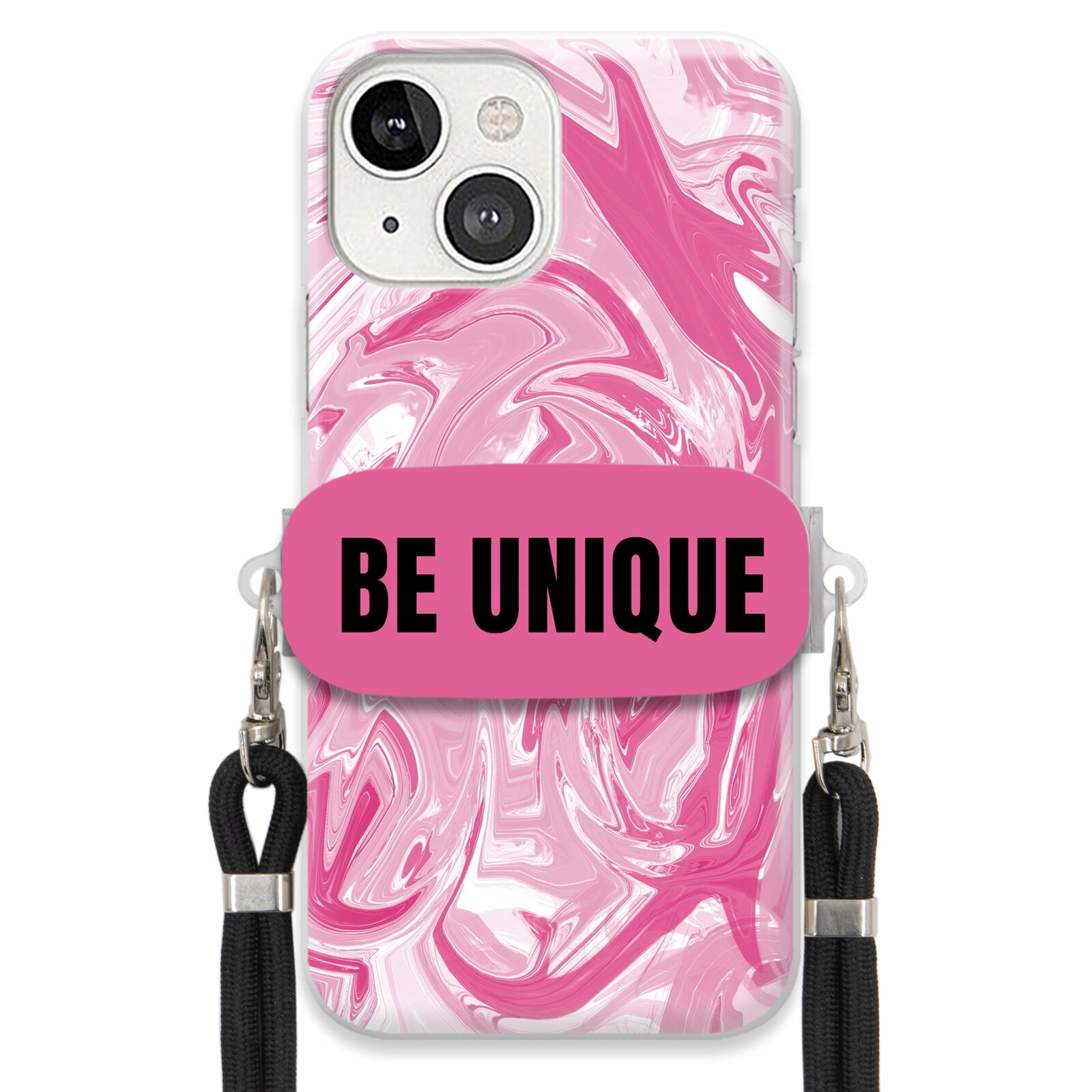 Pouzdro pro iPhone 13 Pouzdro úchyt šňůrka Černá Růže Mramor Unique