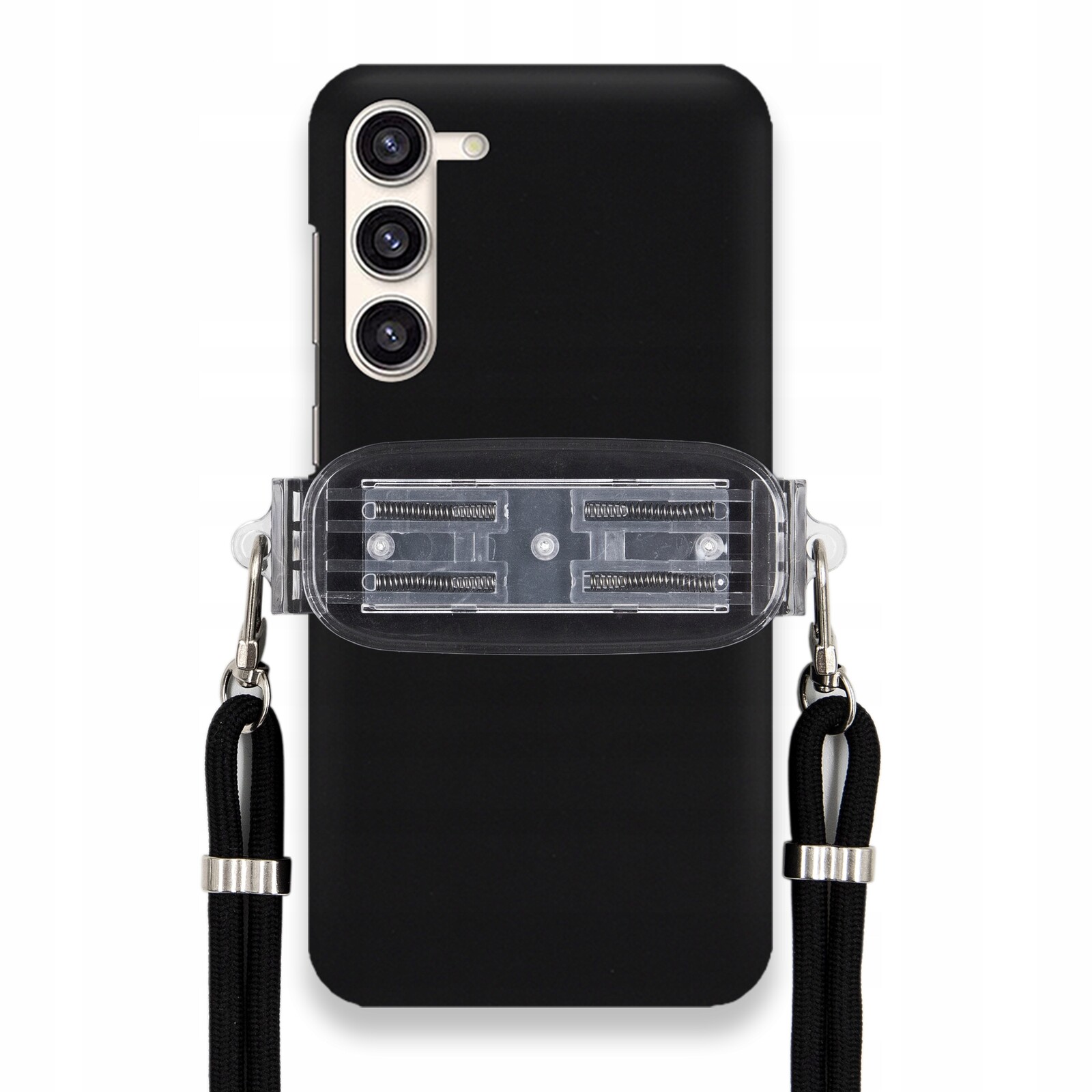 Pouzdro Pro Samsung S23 Plus Matné Černé Pouzdro Univerzální Držák Černý Provázek