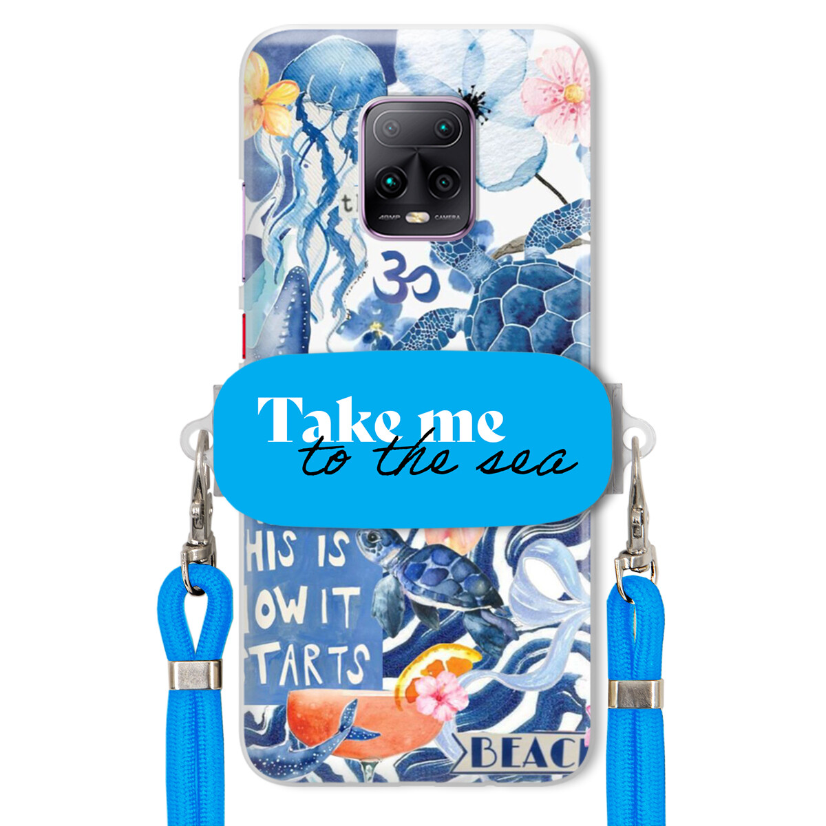 Pouzdro pro Xiaomi Redmi 10X 5G Premium Vodítko Blue Držák Take Me To The Sea