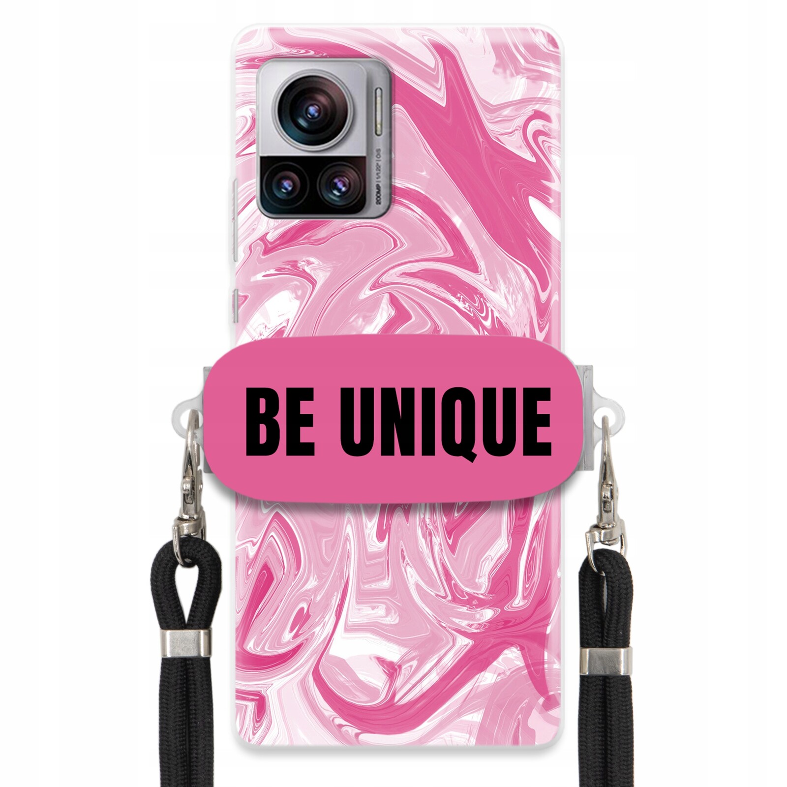 Pouzdro pro Motorola Edge 30 Ultra Case Uchopovací šňůrka Černý Růžový Mramor
