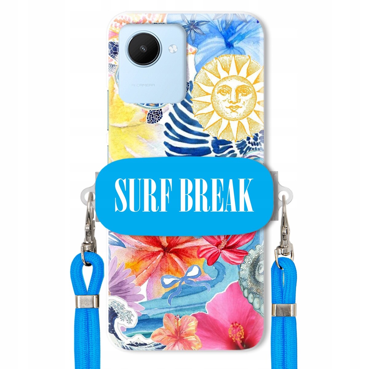 Pouzdro pro Realme C30 Modré Crossbody vodítko Držák Surf Break Lata