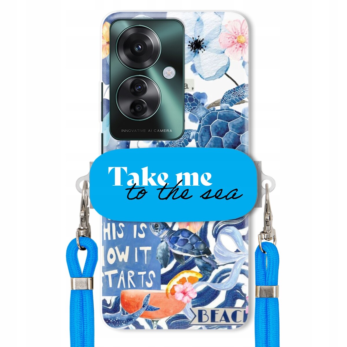 Pouzdro pro Oppo Reno 11F 5G Vodítko Crossbody Blue Držák Take Me To The Sea