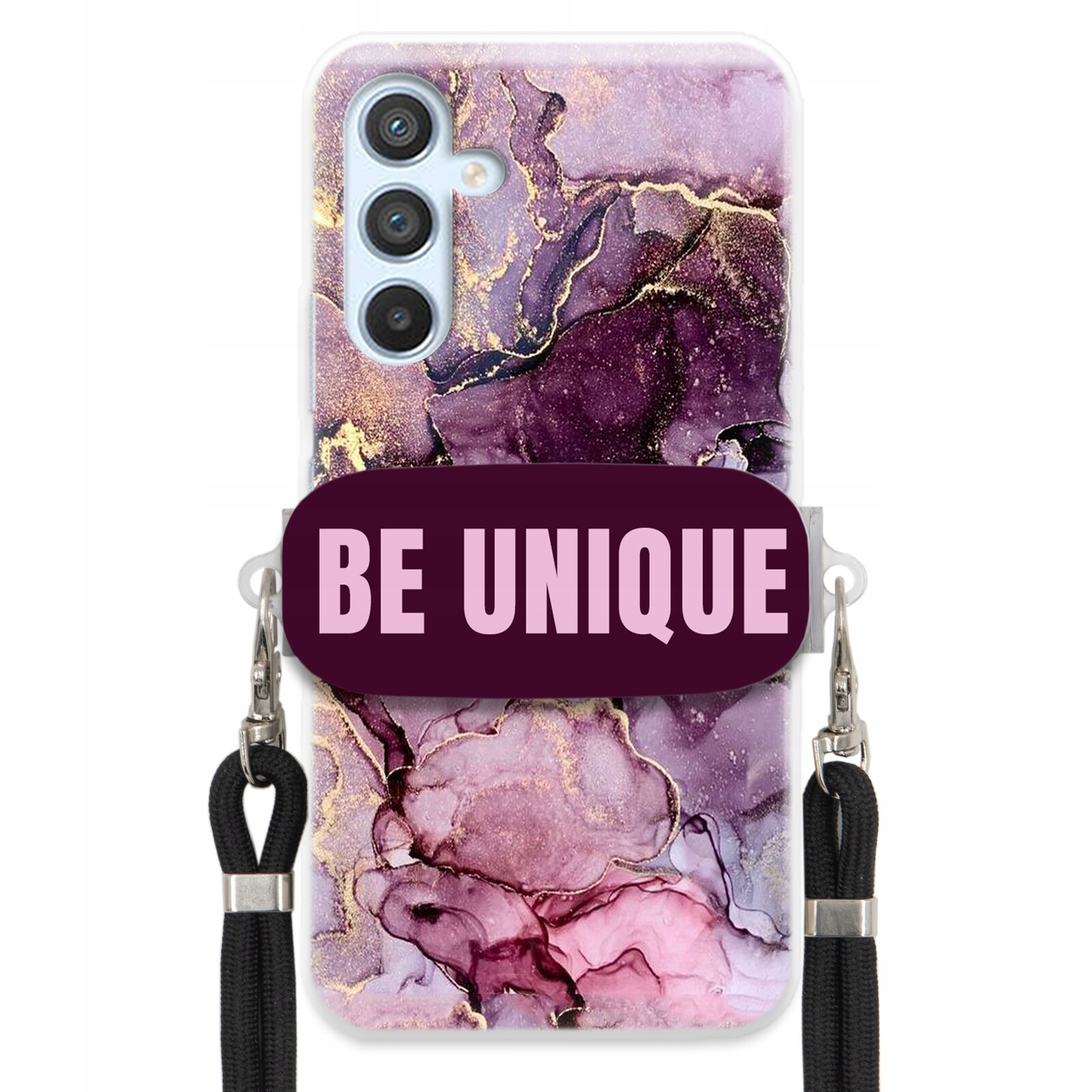 Pouzdro pro Samsung A25 5G úchytka pro šňůrku Černá Fialová Mramor Be Unique