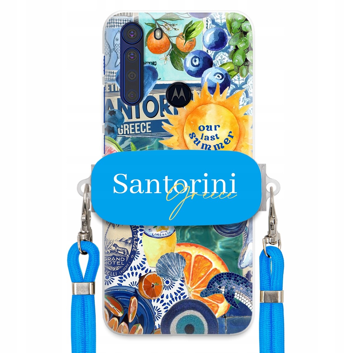 Pouzdro pro Motorola One Fusion Modré vodítko držák Santorini Sea Vibes