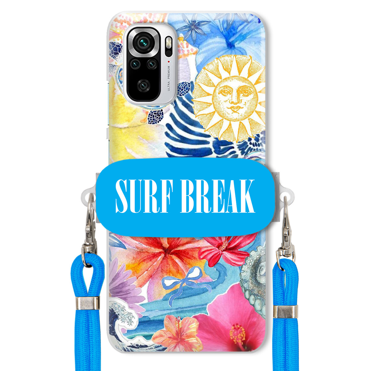 Pouzdro pro Xiaomi Redmi Note 10S Modré vodítko držák Surf Break Lata