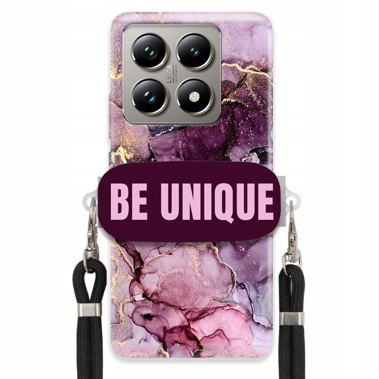 Pouzdro pro Xiaomi 14T Pro Uchyt provázku Černá Fialová Mramor Be Unique