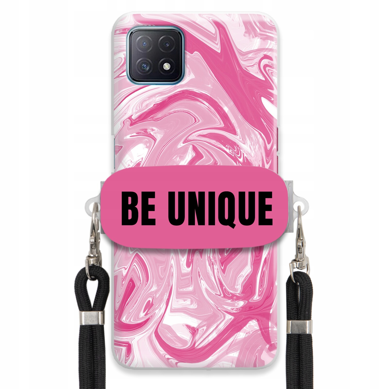 Pouzdro pro Oppo A72 5G Case úchyt šňůrka Černý Růžový Mramor Be Unique