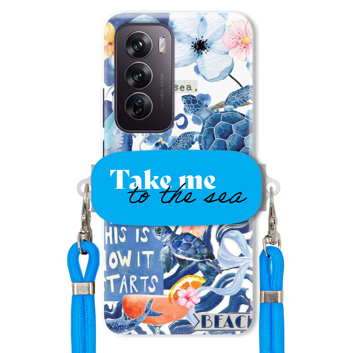 Pouzdro pro Oppo Reno 12 Pro 5G Premium Vodítko modré Držák Take Me To The Sea