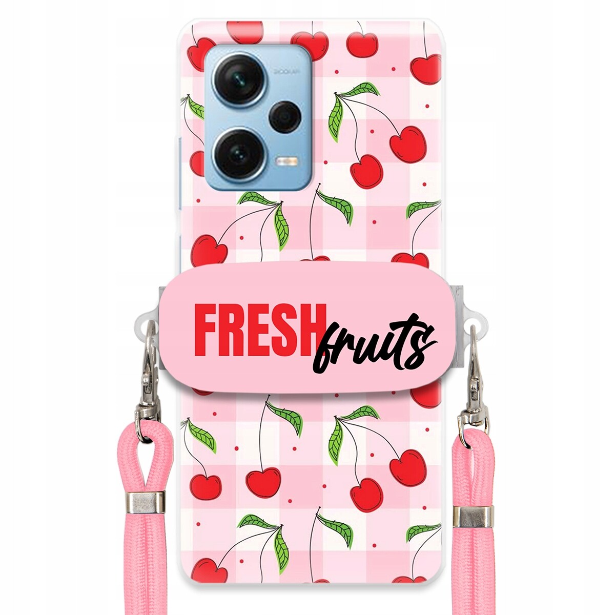 Pouzdro pro Xiaomi Redmi Note 12 Pro Plus Držák Šňůrka Růžová Fresh Fruits