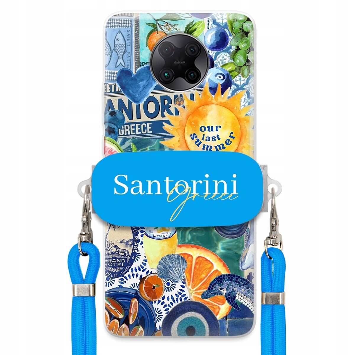 Pouzdro pro Xiaomi Redmi K30 Pro Modré vodítko držák Santorini Sea Vibes