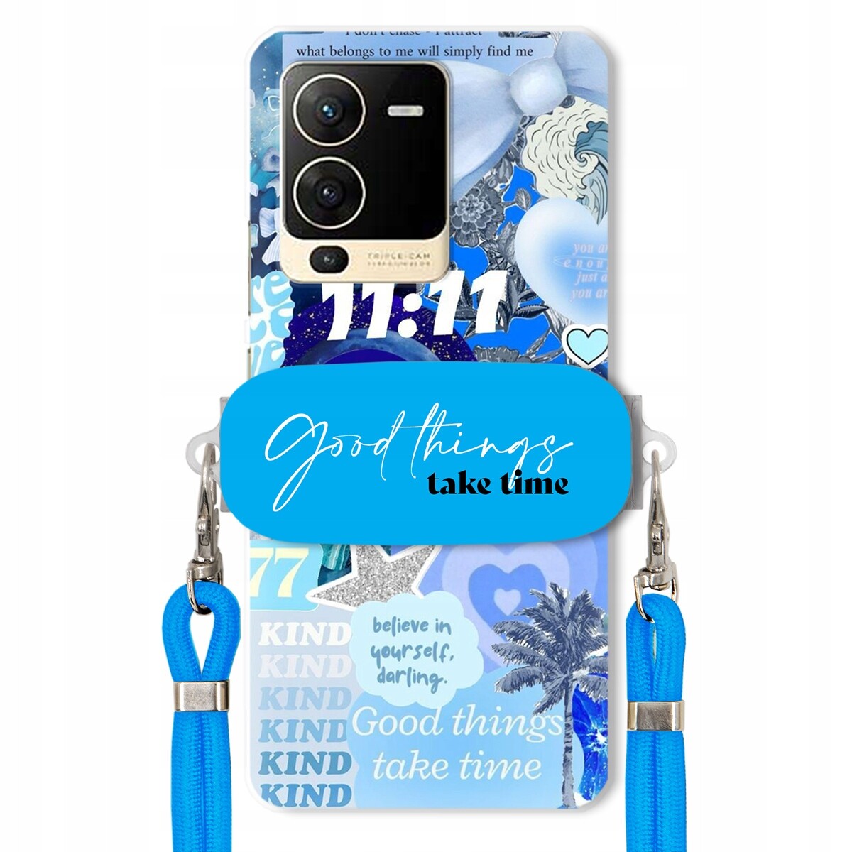 pouzdro na Vivo S15 5G Držák Crossbody vodítko Good Things Take Time Lata