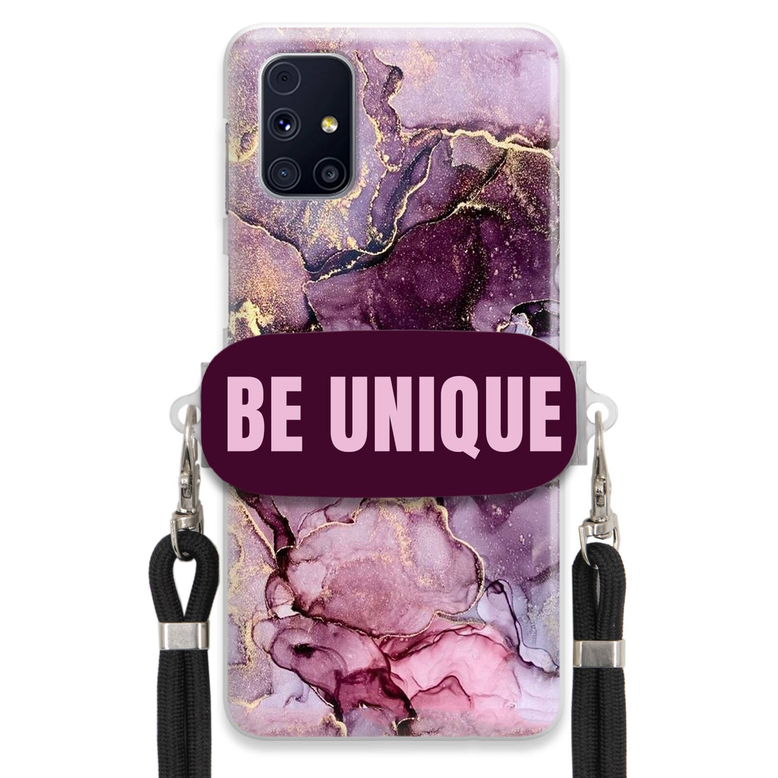 Pouzdro Premium pro Samsung M31s Case Uchywt Šňůra Černá Fialová Mramorová