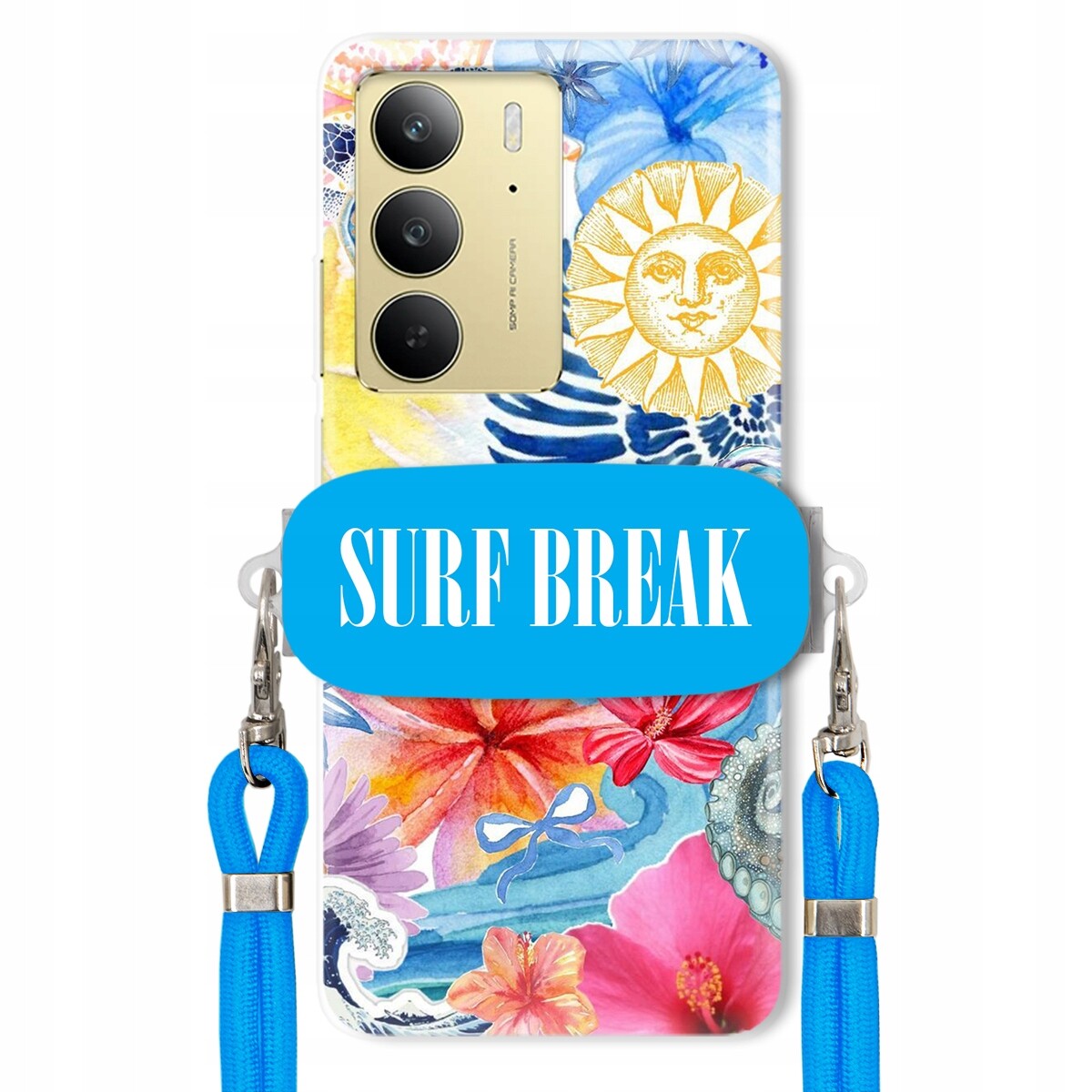 Pouzdro pro Realme C75 4G Crossbody vodítko modré držák Surf Break na dovolenou