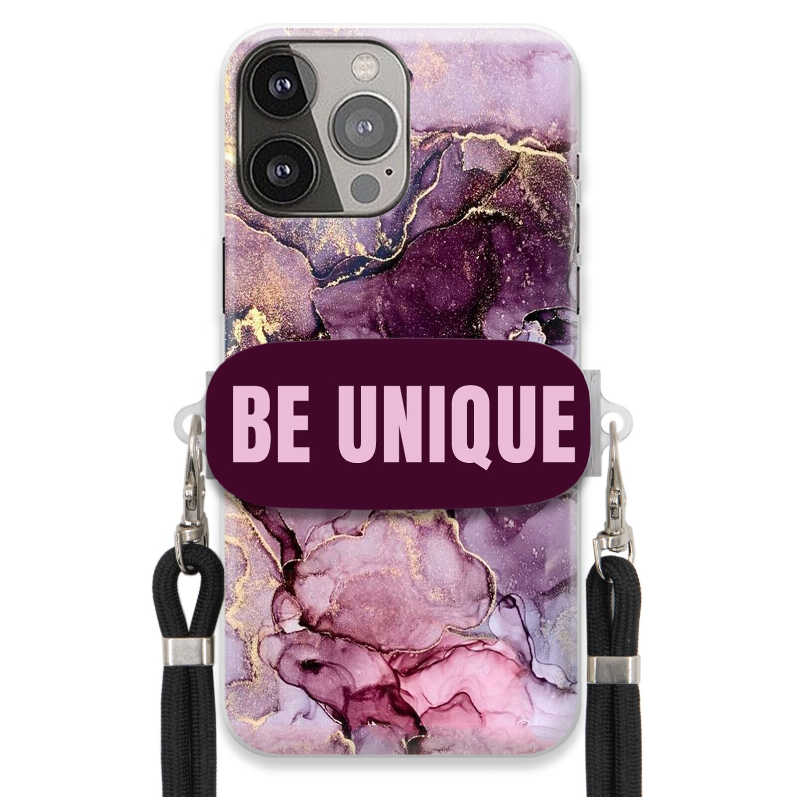 Pouzdro pro iPhone 13 Pro Max Case úchytka pro šňůrku Černá Fialová Mramorová