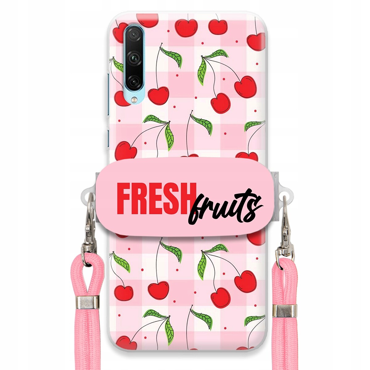 Pouzdro pro Huawei Honor 30i Pouzdro Držák Šňůrka Růžová Fresh Fruits Mřížka