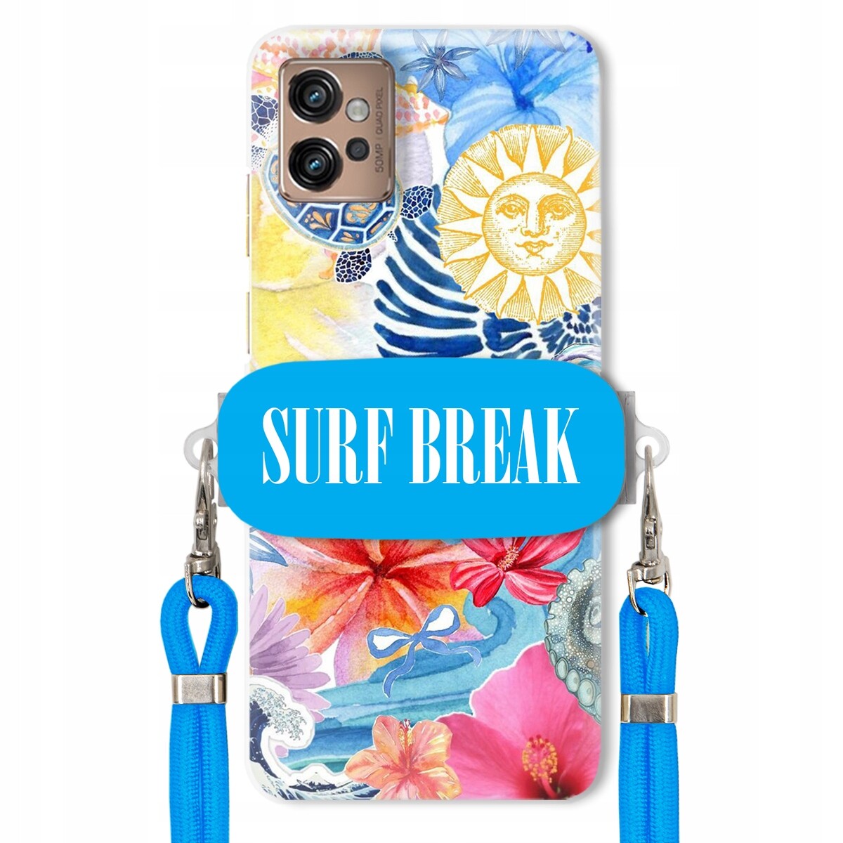 Pouzdro pro Motorola G32 Modré Crossbody vodítko Držák Surf Break Léta