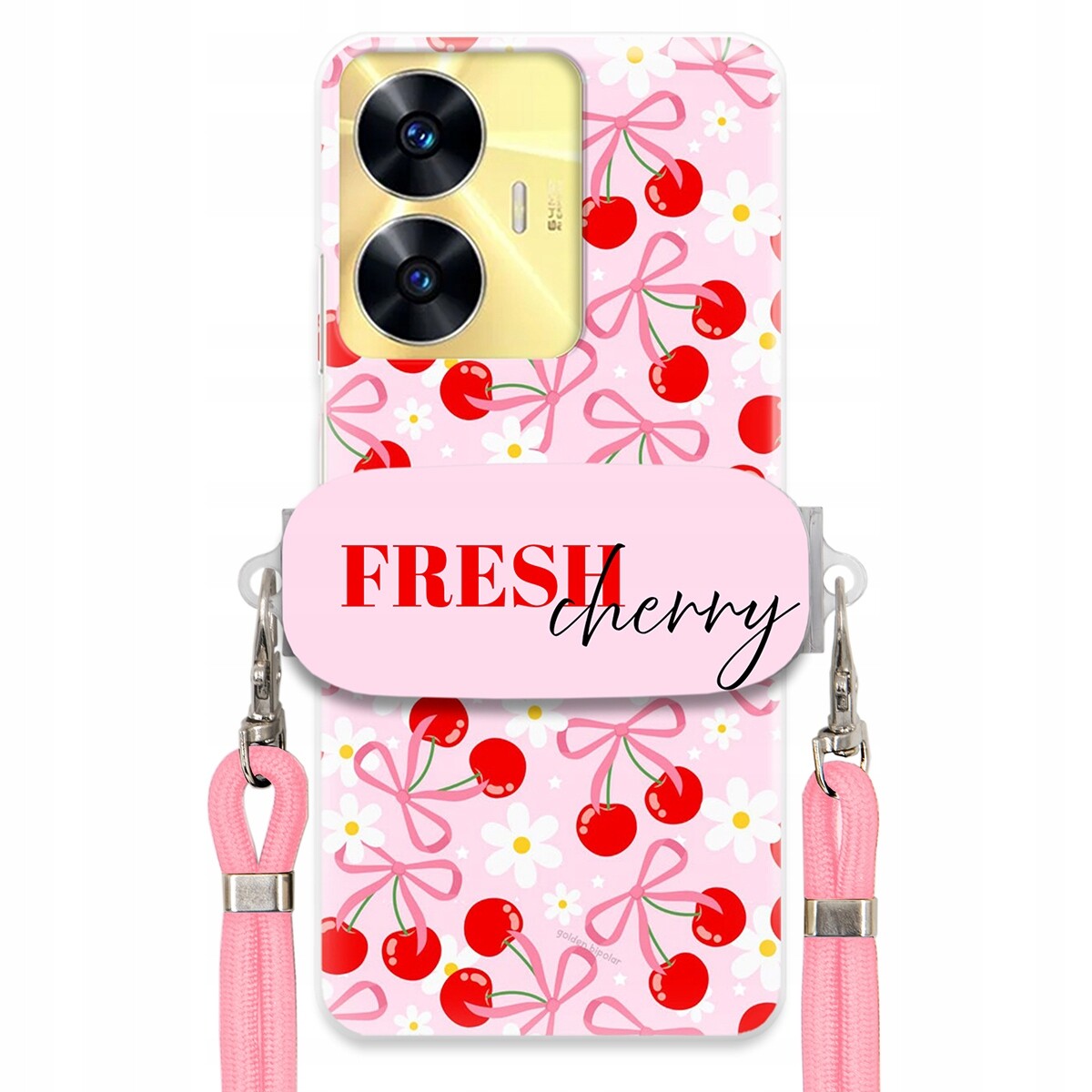 Pouzdro pro Realme C55 Case Držák Šňůrky Růžová Cherry Třešničky Mašličky