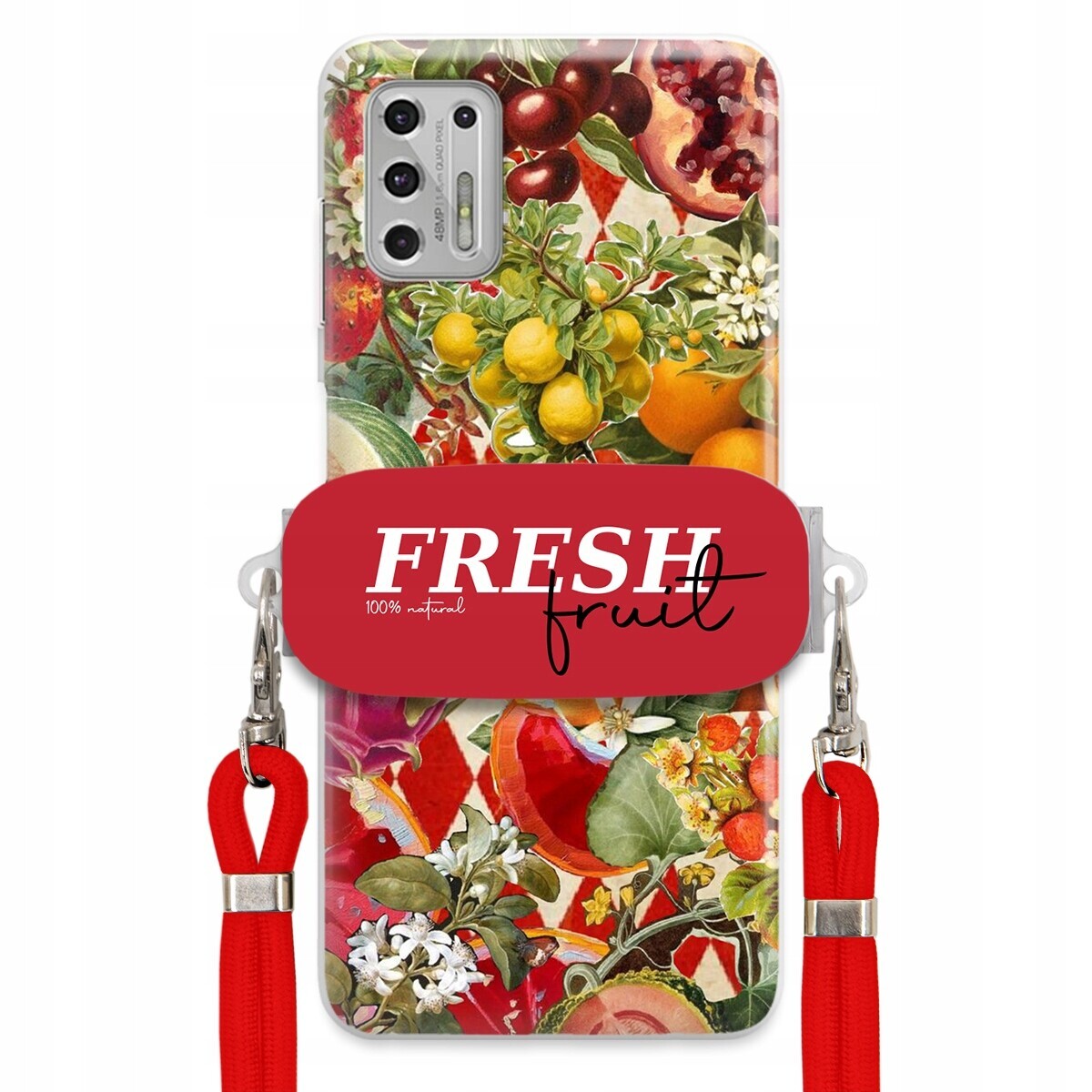 Pouzdro pro Motorola G Stylus 2021 Červené vodítko držák Fresh Fruit Pancéřové