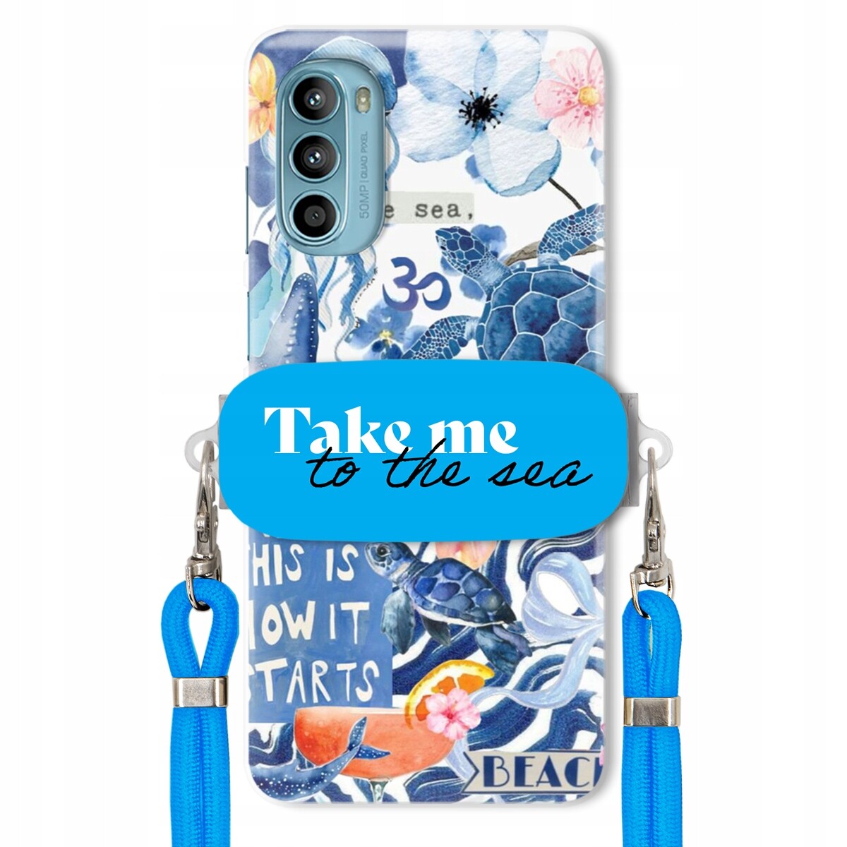 Pouzdro pro Motorola G52 Premium Vodítko modré Držák Take Me To The Sea