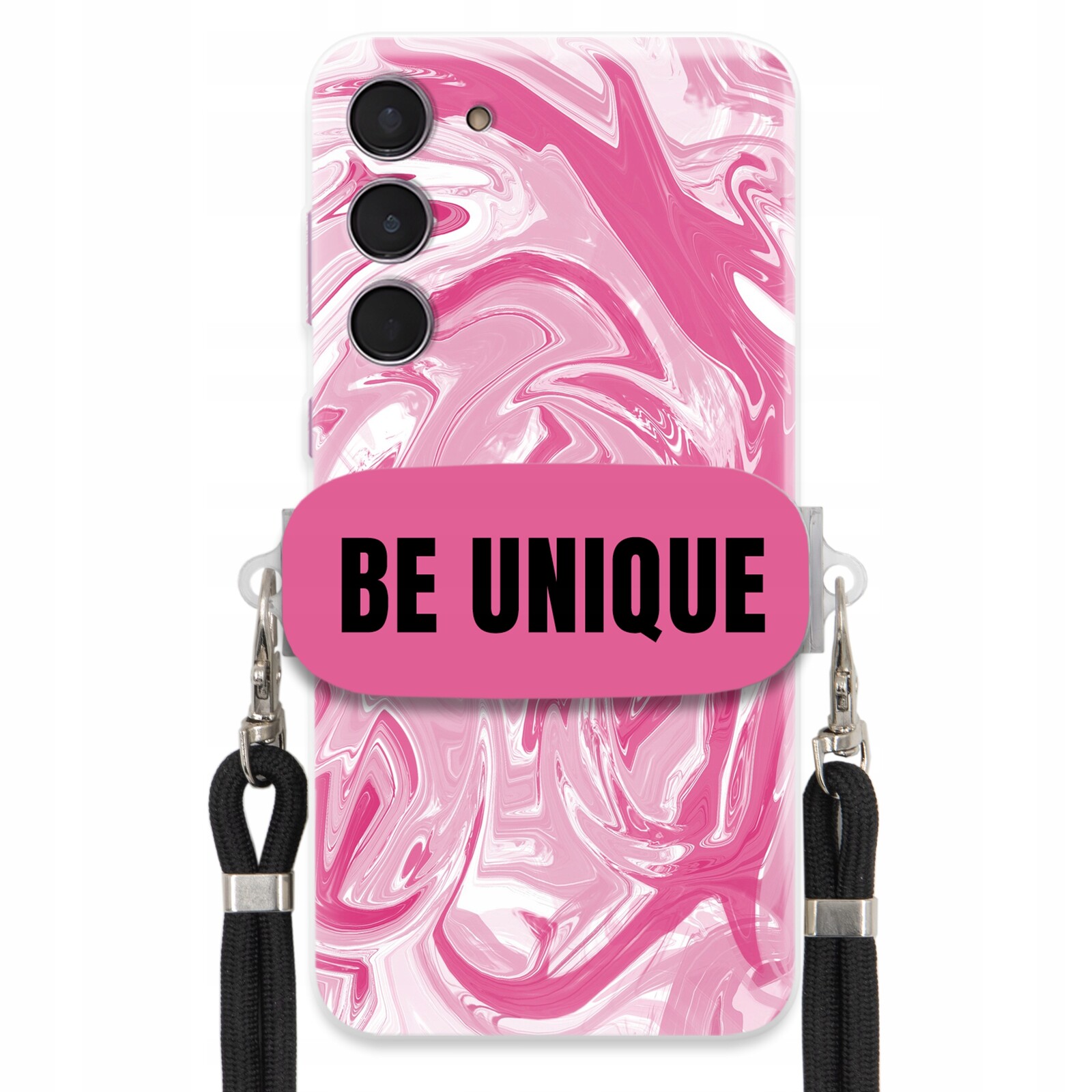 Pouzdro pro Samsung S24 Plus Case úchytka na šňůrku Černá Růžová Mramorová Unique