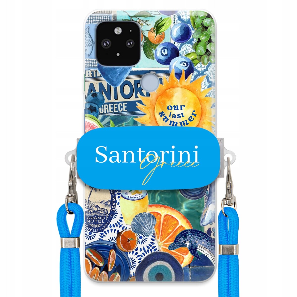 Pouzdro pro Google Pixel 5XL Modré Crossbody vodítko držák Santorini Sea