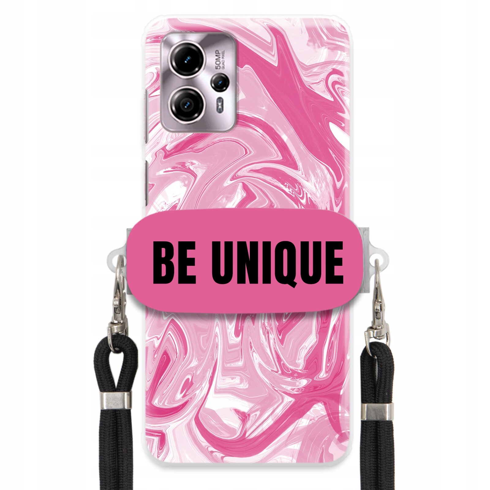 Pouzdro pro Motorola G13 Case úchytka na šňůrku Černá Růžová Mramorová Be Unique