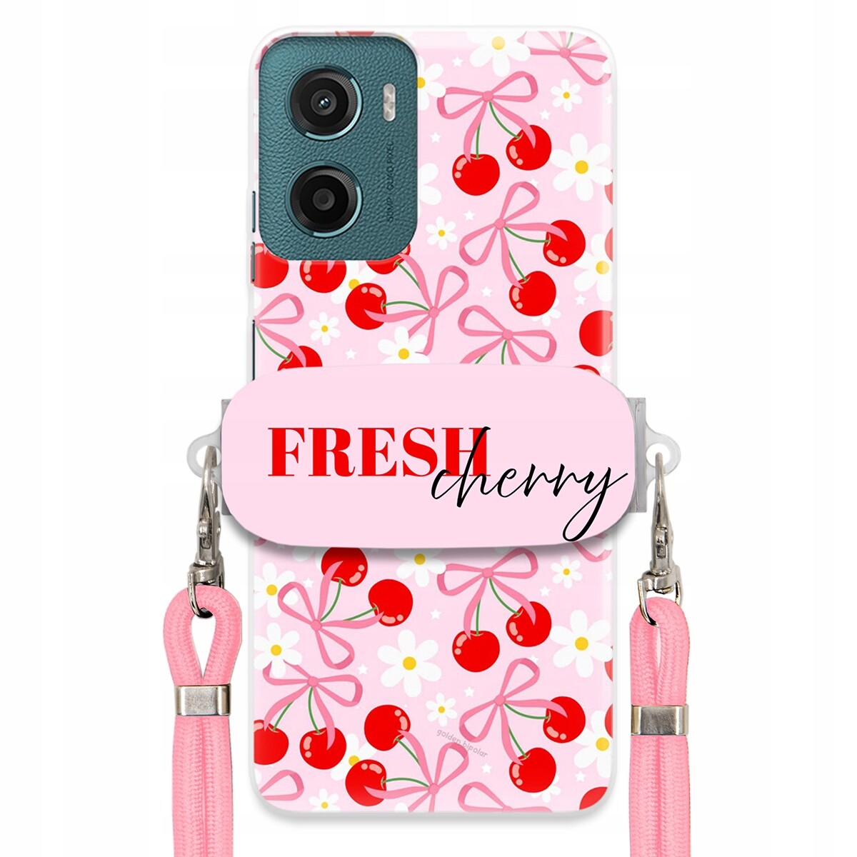 Pouzdro pro Motorola G05 Case Držák Šňůrka Růžová Fresh Cherry Mašle