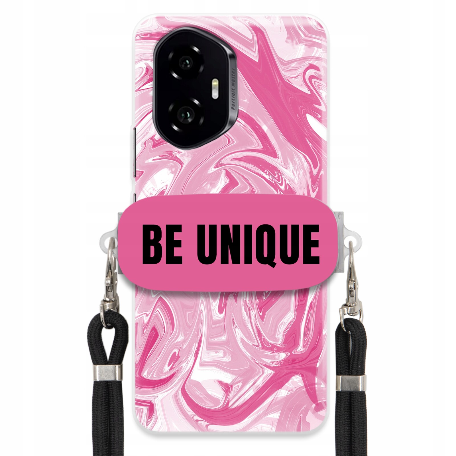 Pouzdro pro Honor 300 Pouzdro Uchyt Šňůra Černá Růže Mramor Unique