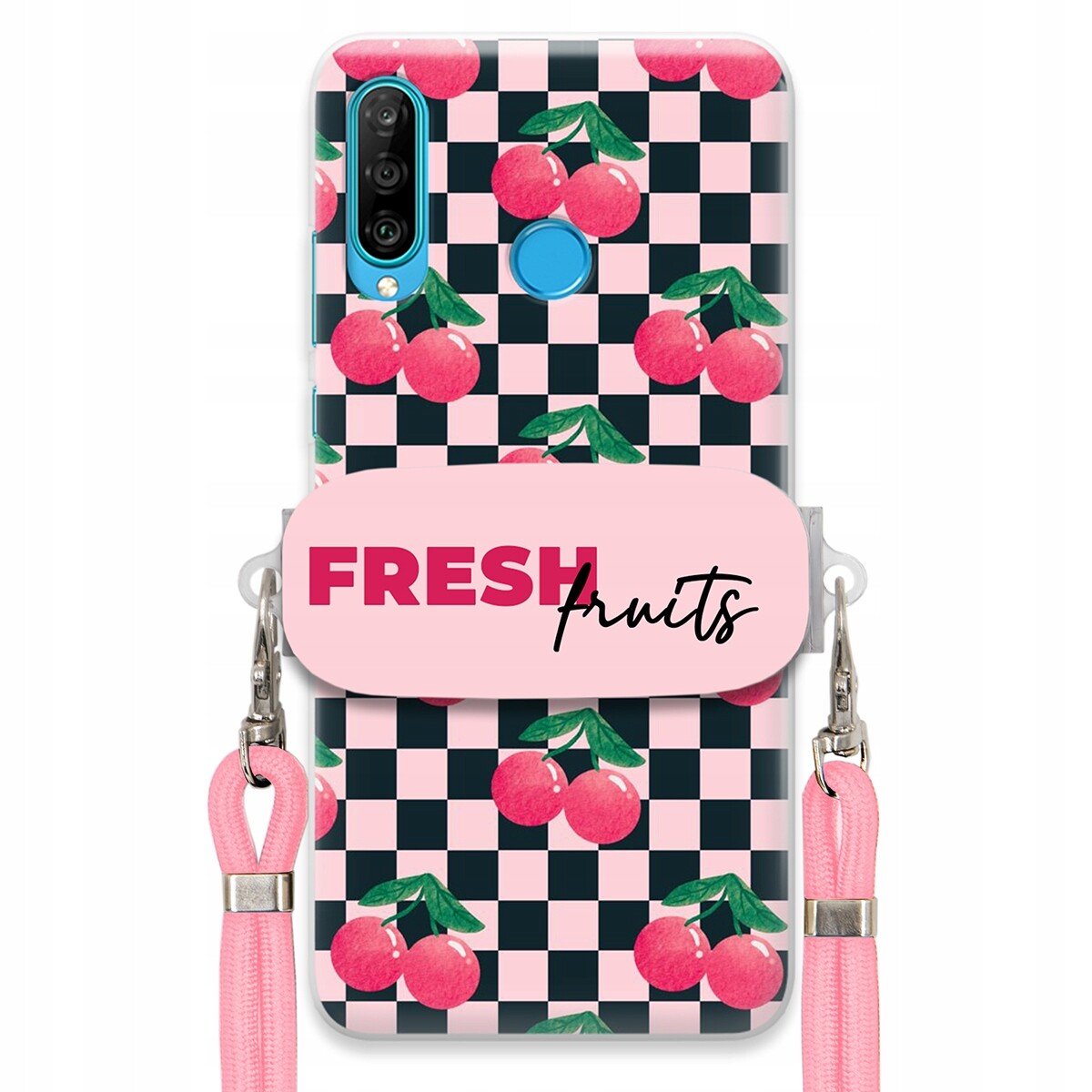 Pouzdro pro Huawei P30 Lite Crossbody vodítko držák na šachovnici Fresh Fruits