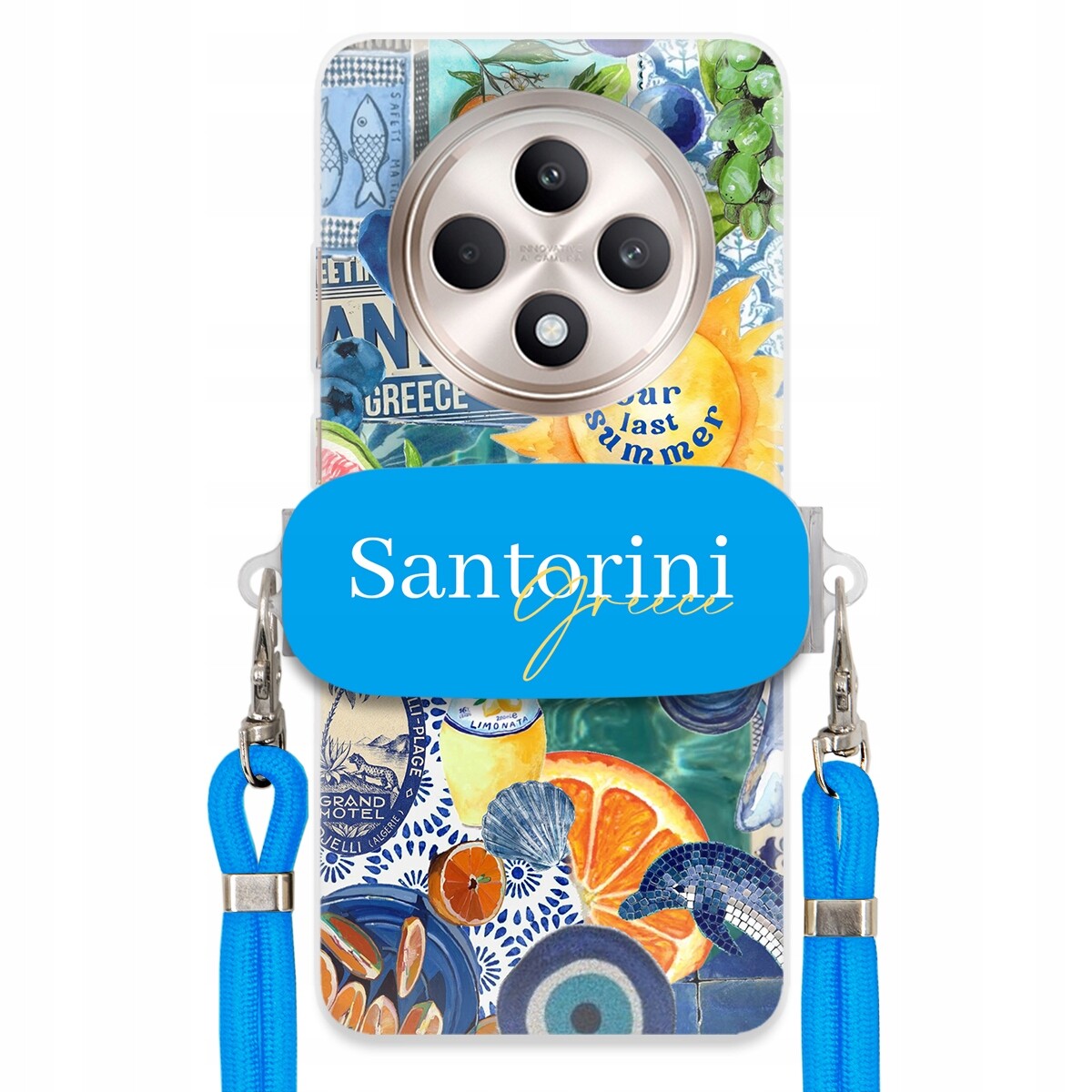 Pouzdro pro Oppo Reno 12F 5G Modré Crossbody vodítko Držák Santorini Sea