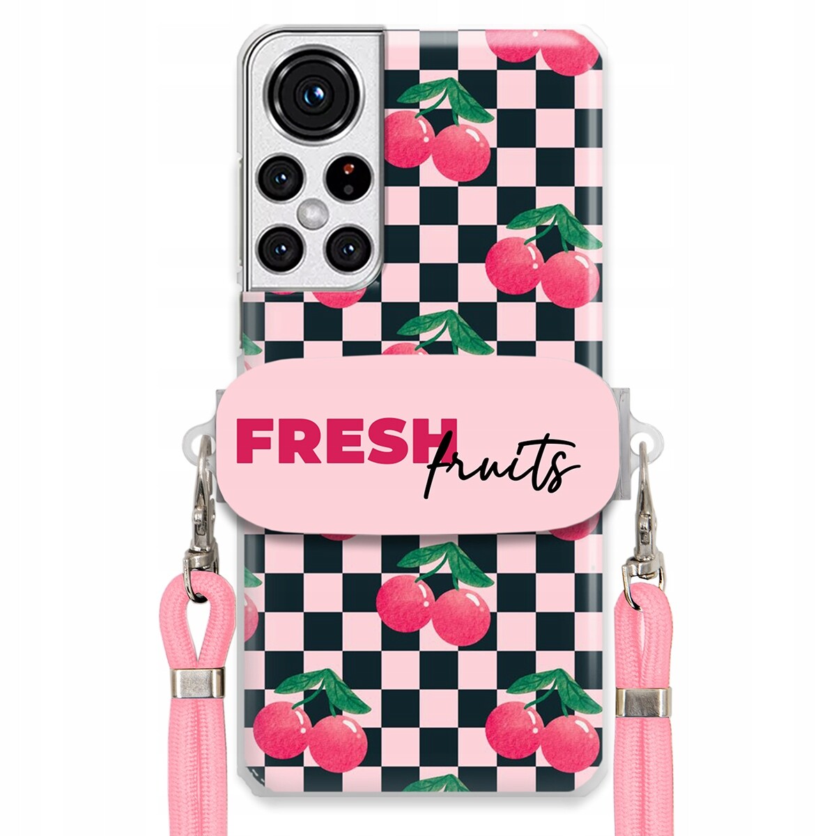 Pouzdro pro Samsung S22 Plus Crossbody vodítko držák Šachovnice Fresh Fruits