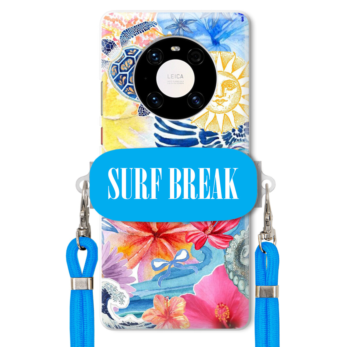 Pouzdro pro Huawei Mate 40 Crossbody vodítko modré držák Surf Break Dovolená