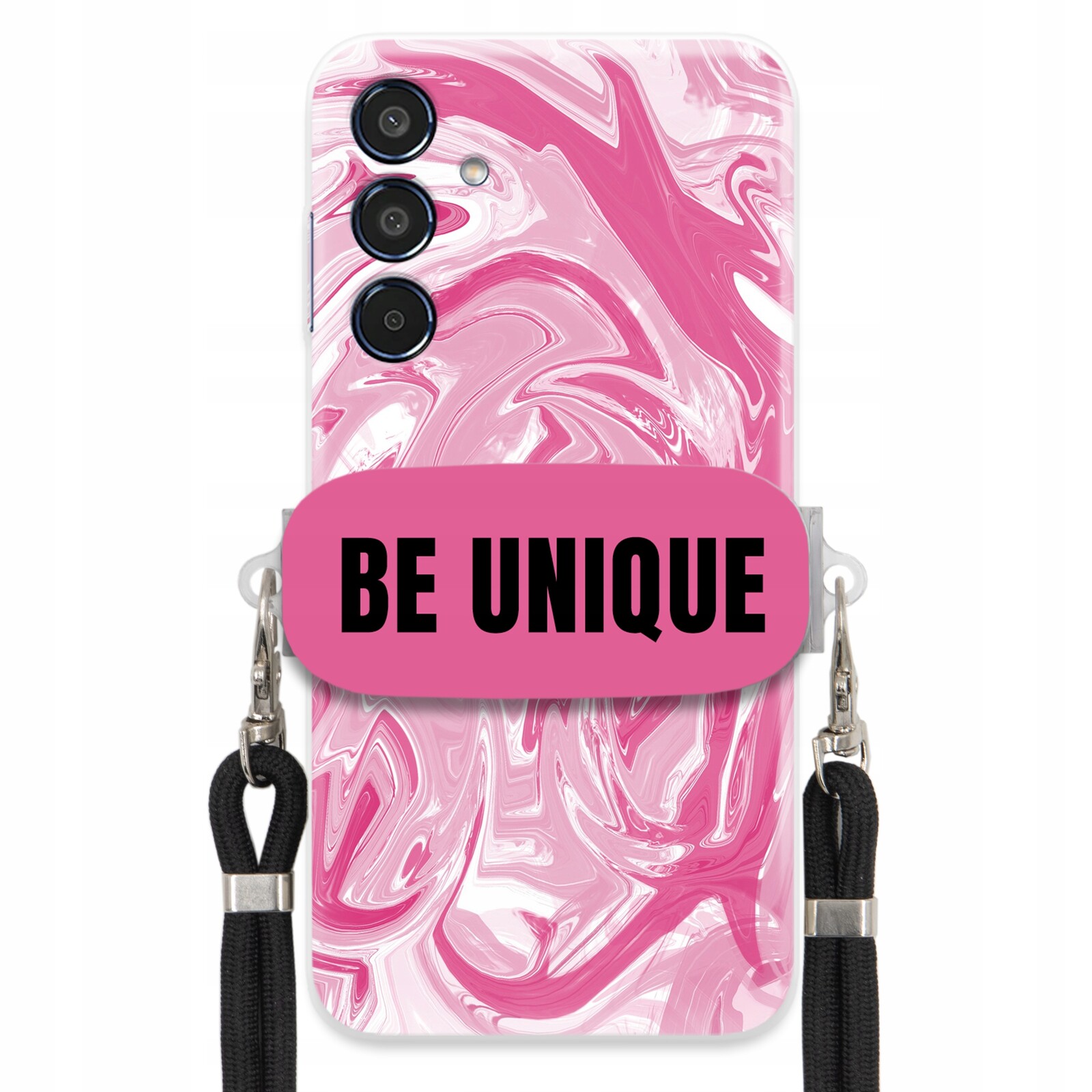 Pouzdro pro Samsung M35 5G úchytka na šňůrku Černá Růžová Mramorová Be Unique