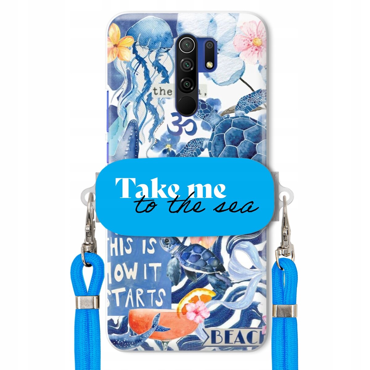 Pouzdro pro Xiaomi Redmi 9 Premium Vodítko modré Držák Take Me To The Sea