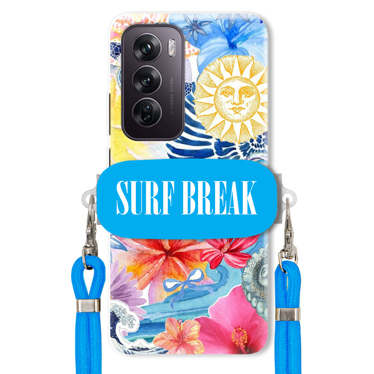 Pouzdro pro Oppo Reno 12 Pro 5G Modré vodítko držák Surf Break Lata