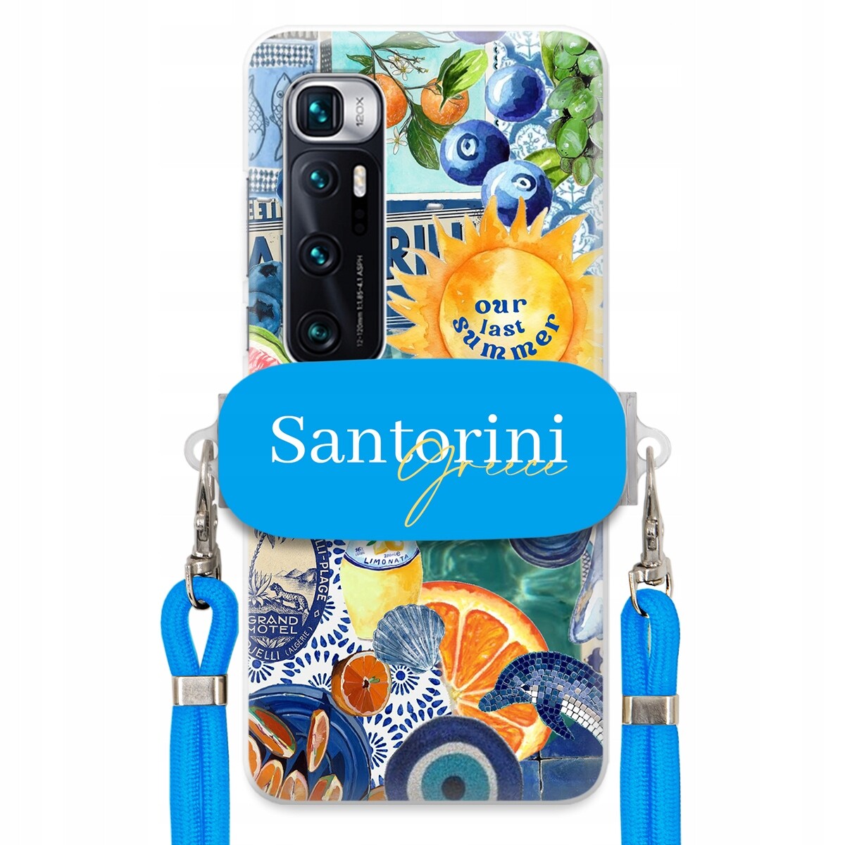 Pouzdro pro Xiaomi Mi 10 Ultra Modré Crossbody vodítko držák Santorini Sea