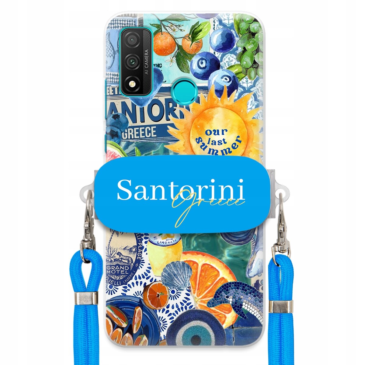 Pouzdro pro Huawei P Smart 2020 Modré vodítko držák Santorini Sea Vibes
