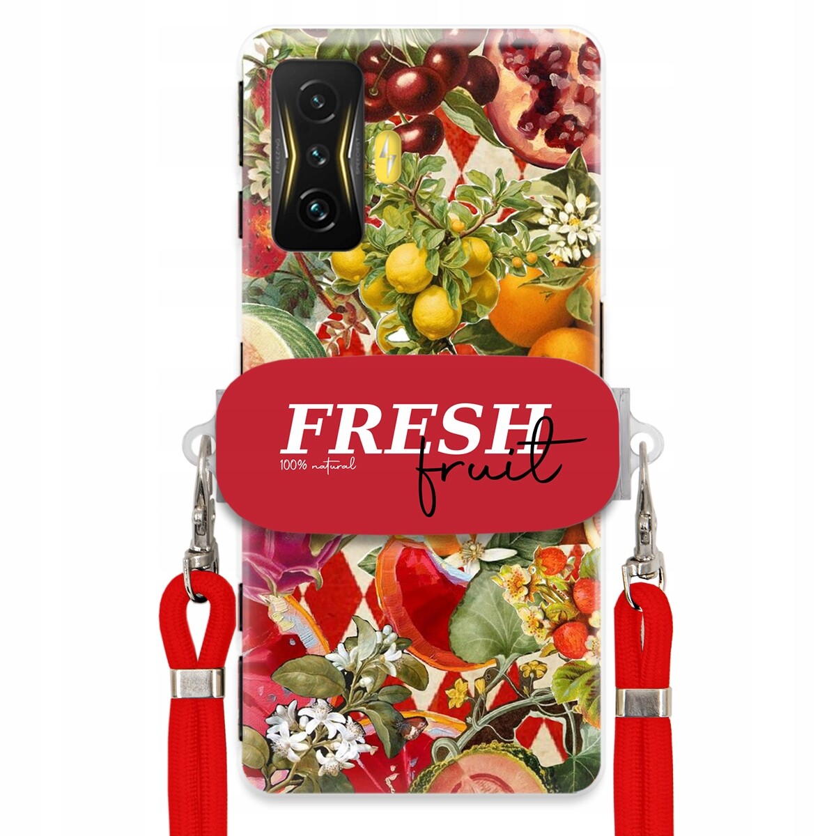 Pouzdro pro Xiaomi Poco F4 Gt Červené Crossbody vodítko Držák Fresh Fruit
