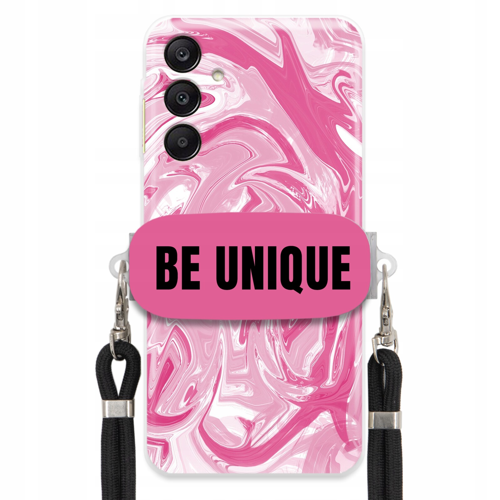 Pouzdro pro Samsung A26 5G úchytka na šňůrku Černá Růžová Mramorová Be Unique