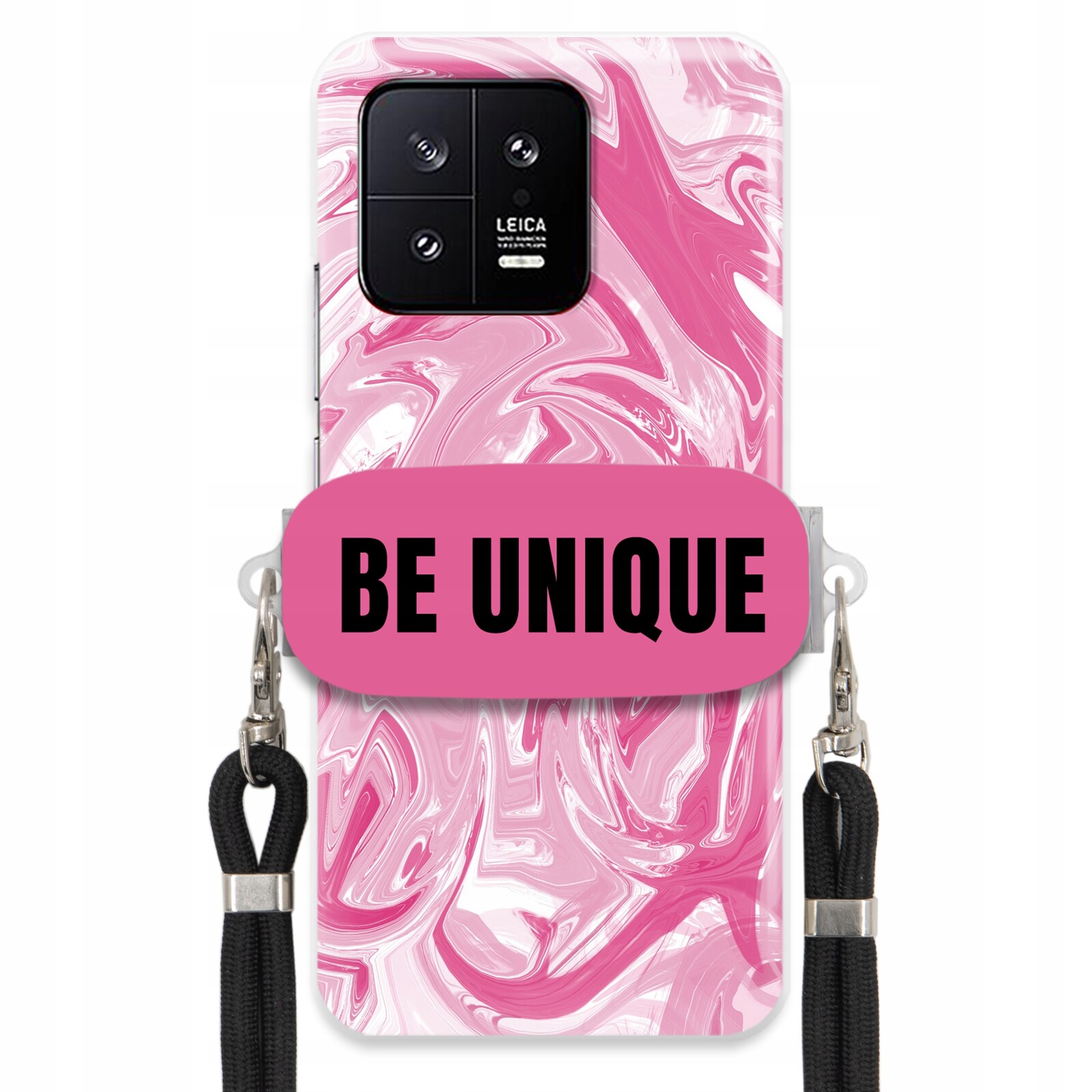Pouzdro pro Xiaomi 13 Pouzdro úchyt šňůrka Černá Růže Mramor Unique